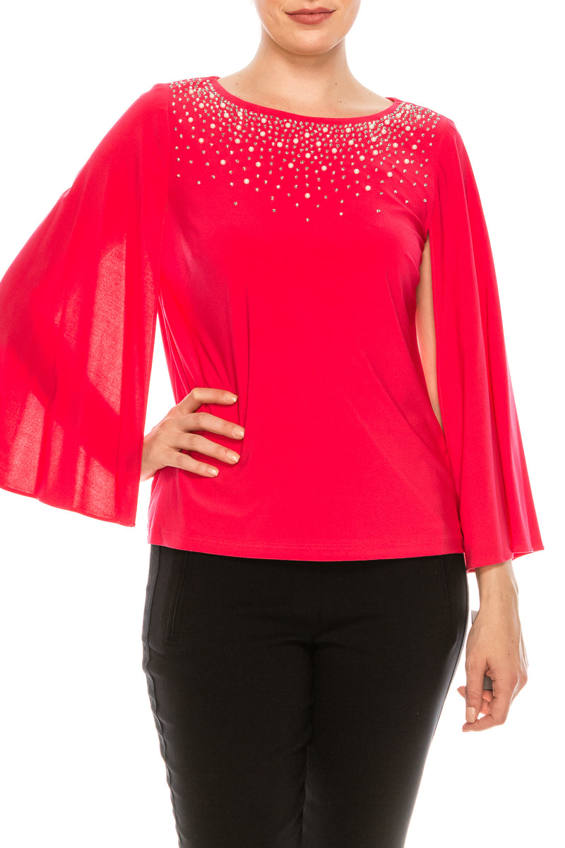 Alex Evenings Embellished 3/4 Split Sleeve Blouse (Additional Colors)