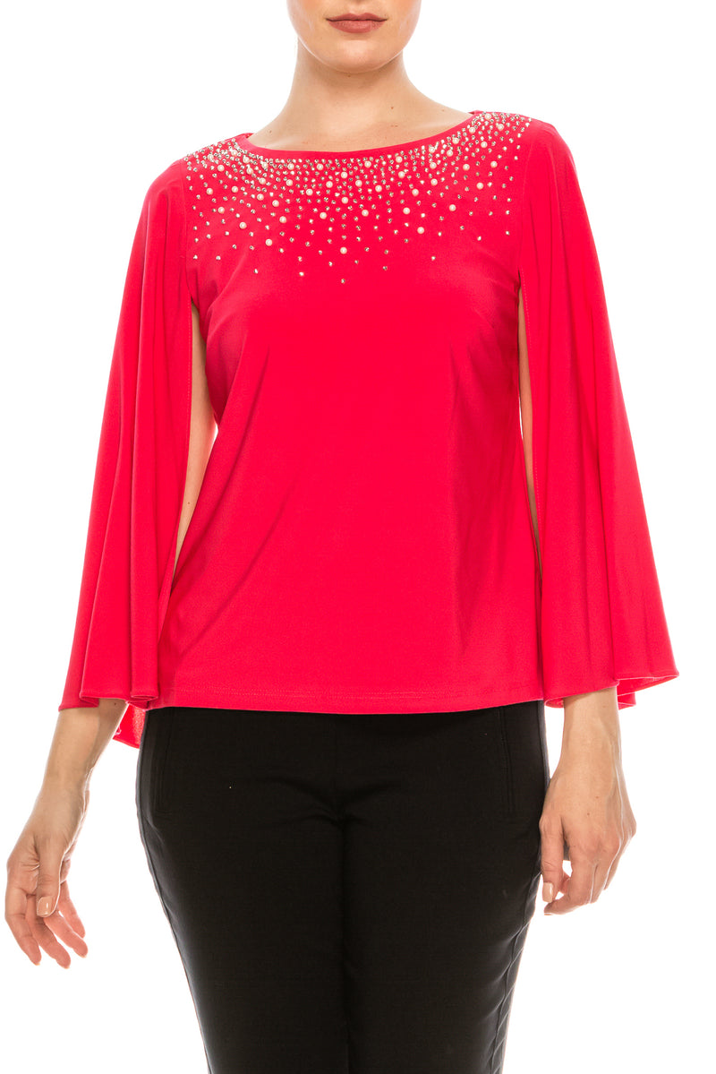 Alex Evenings Embellished 3/4 Split Sleeve Blouse (Additional Colors)