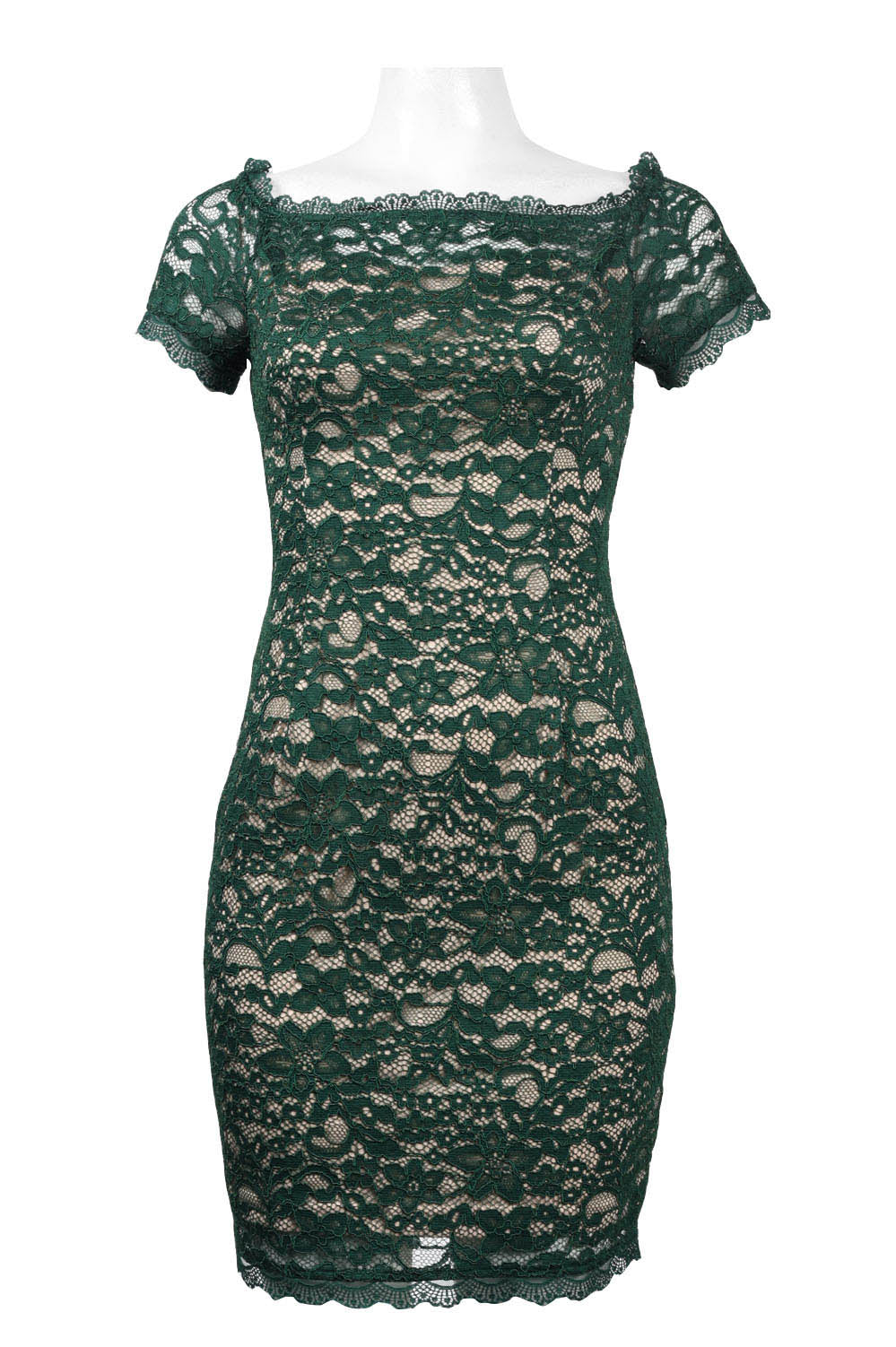 Adrianna Papell Hunter Green Lace Mini Dress