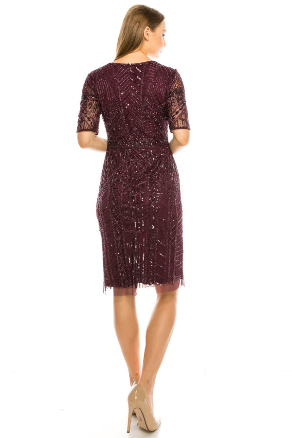 Adrianna Papell Cassis Fitted Sheath Dress with Allover Beading