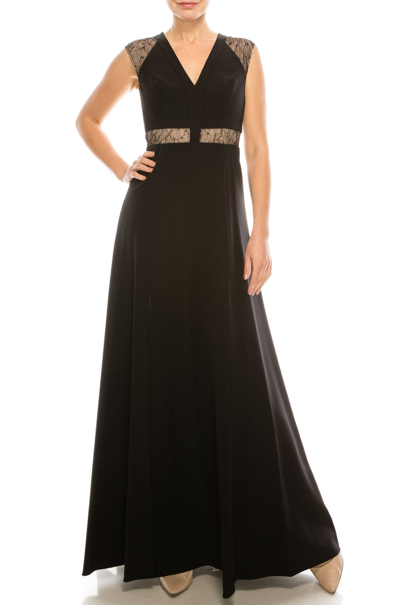 Aidan Mattox Sleeveless A-Line Gown with High Slit (Additional Colors)