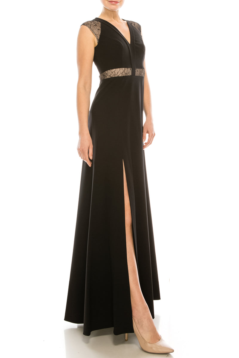 Aidan Mattox Sleeveless A-Line Gown with High Slit (Additional Colors)