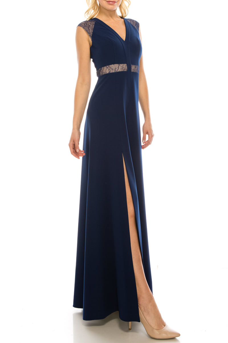 Aidan Mattox Sleeveless A-Line Gown with High Slit (Additional Colors)