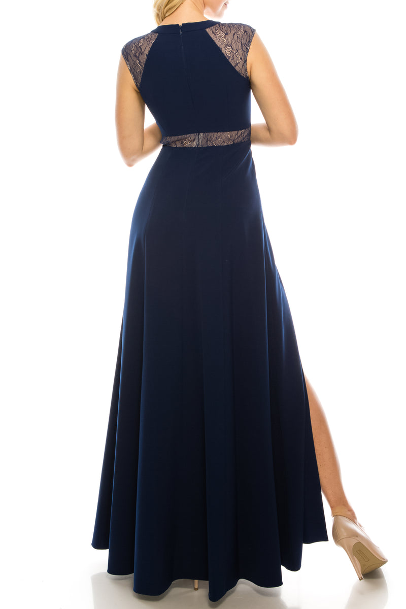Aidan Mattox Sleeveless A-Line Gown with High Slit (Additional Colors)