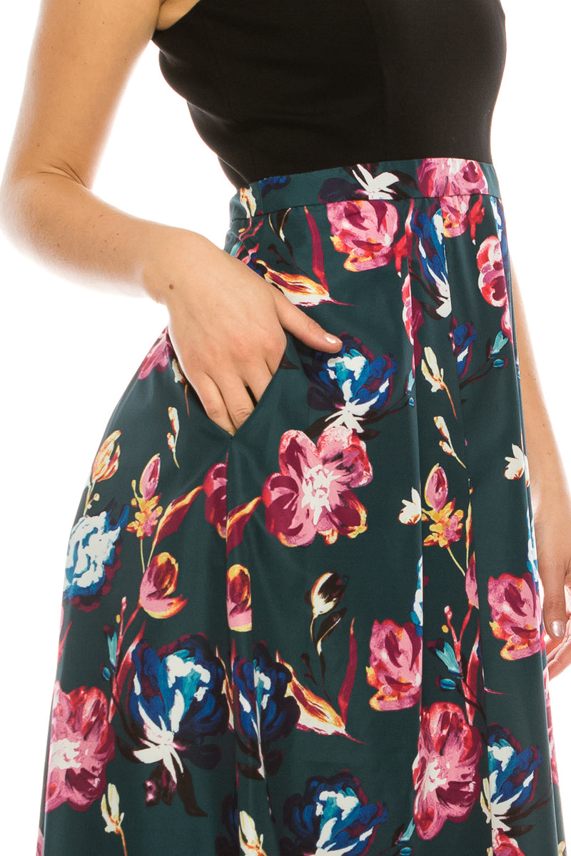 Aidan by Aidan Mattox Two Tone Floral Hi Low Evening Dress