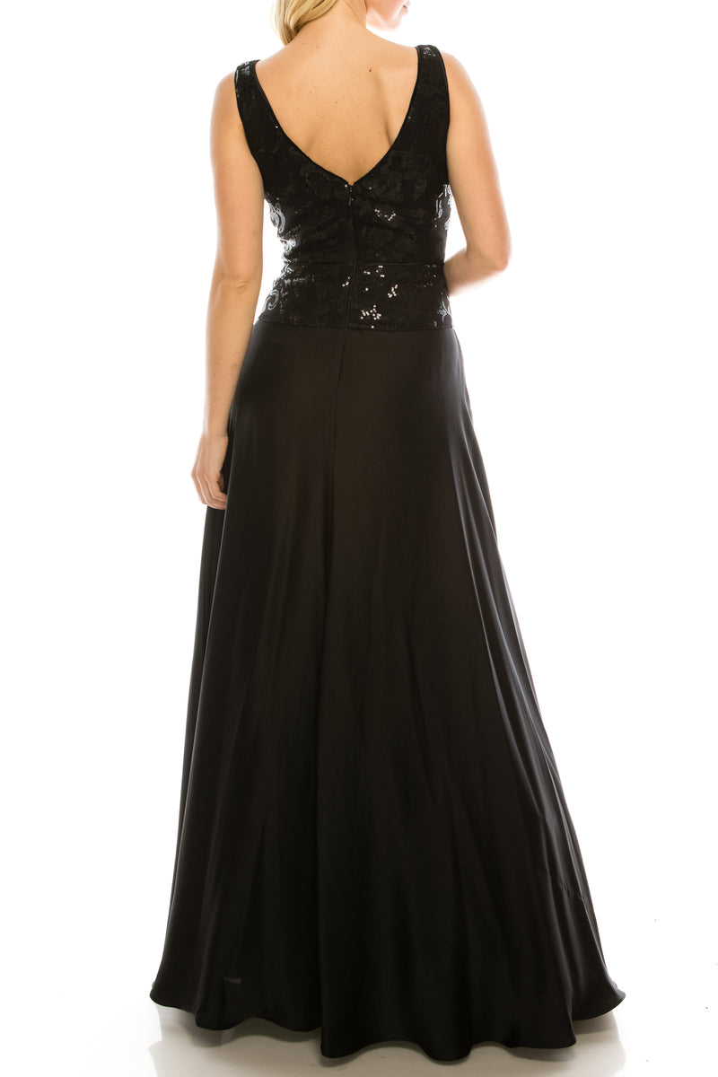 Aidan Mattox Black Sleeveless Peplum A-Line Evening Gown