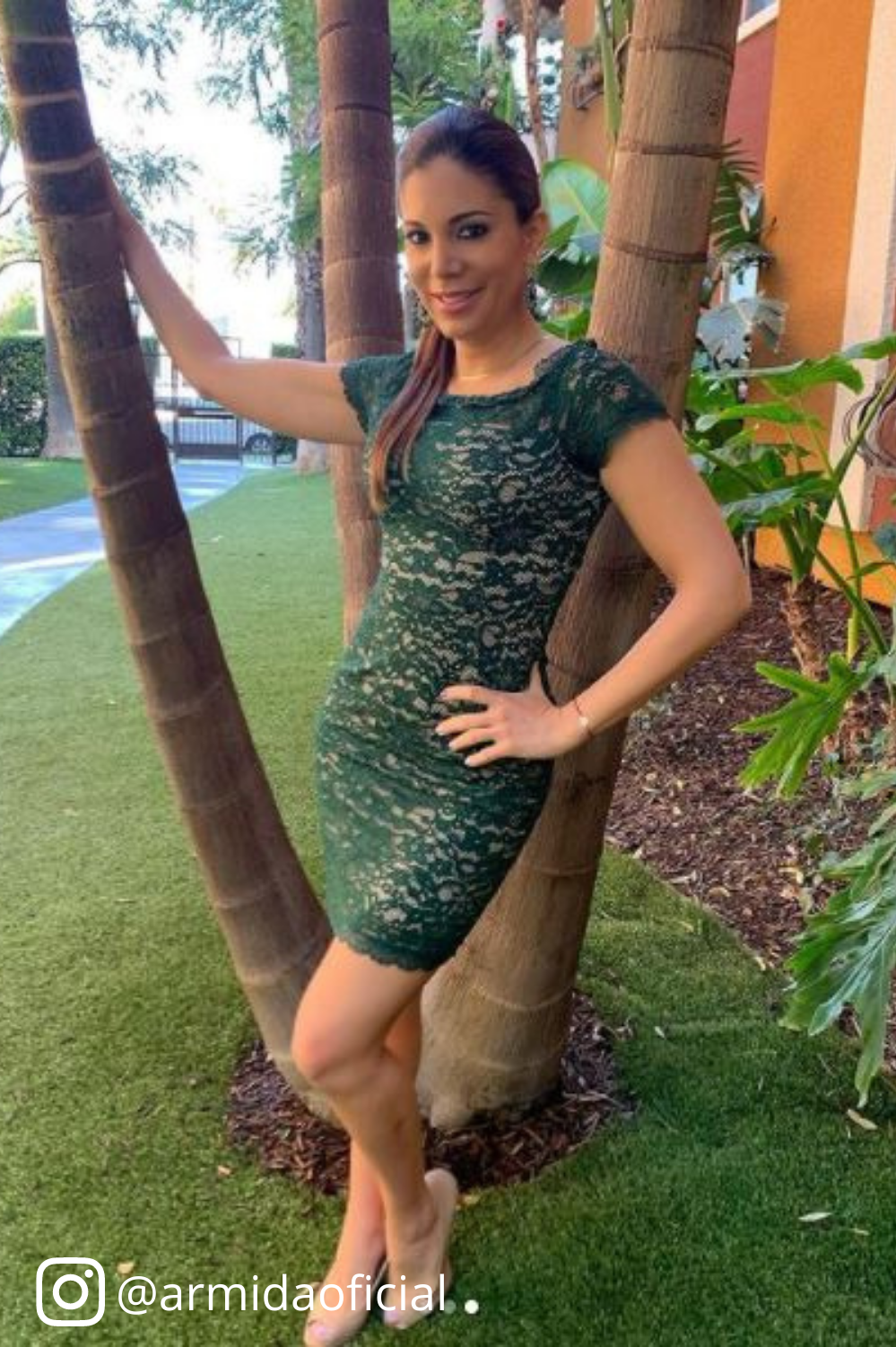 Adrianna Papell Hunter Green Lace Mini Dress