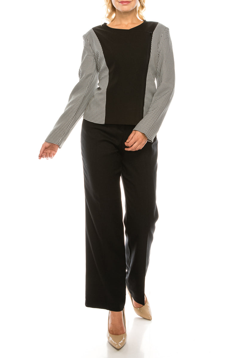 Danillo Black Ivory Houndstooth 2 Piece Pant Suit