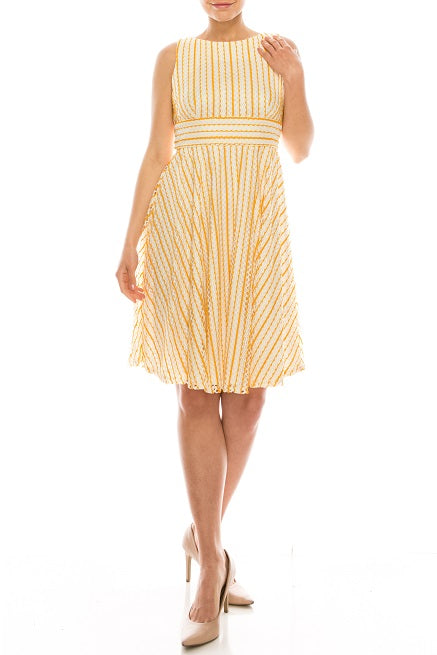 Gabby Skye Ivory Yellow Sleeveless Day Dress