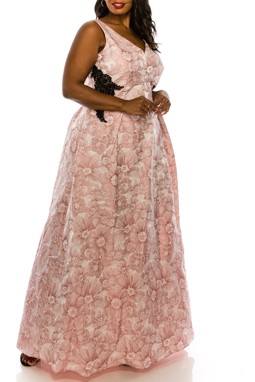 Ignite Evenings Pink and Black Sleeveless Gown