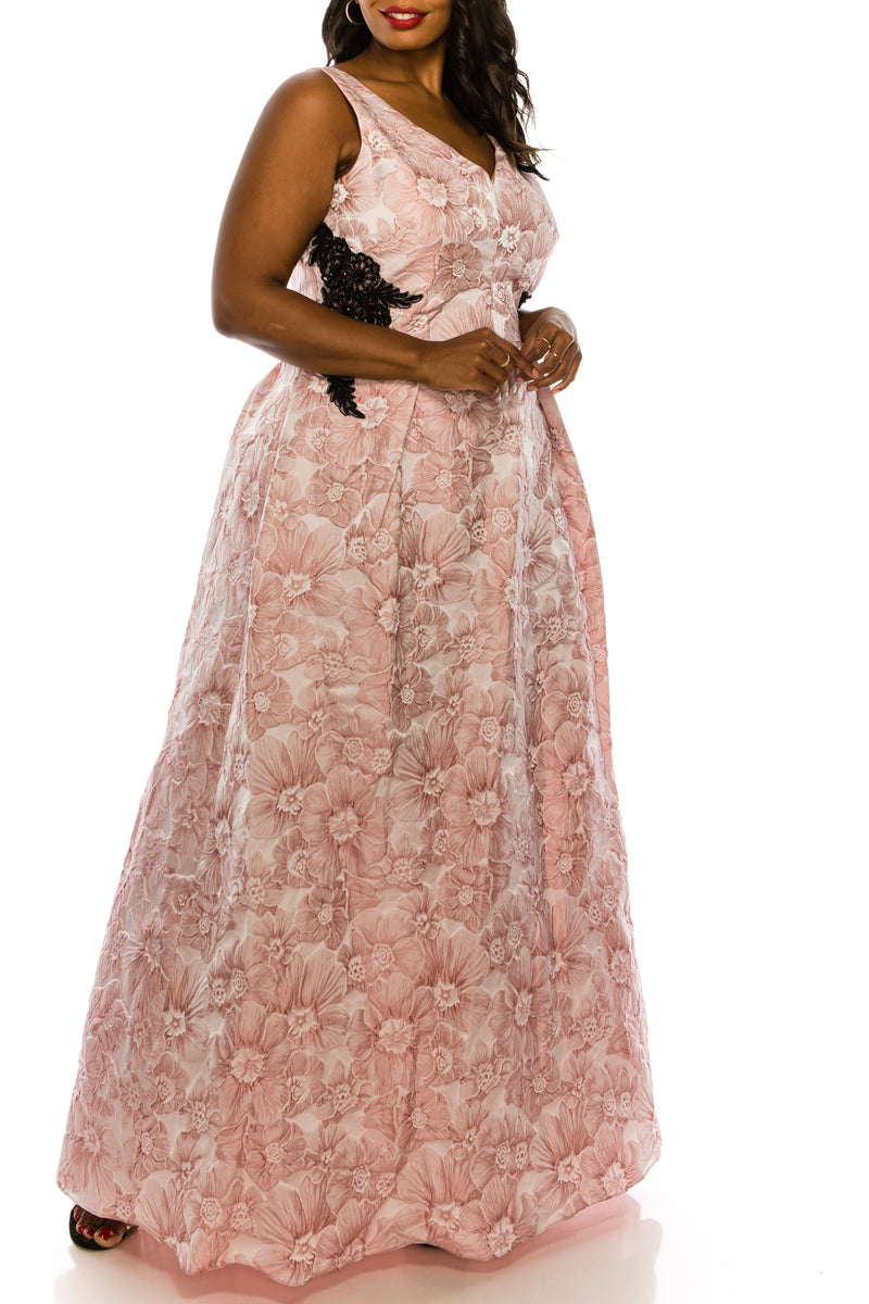 Ignite Evenings Pink and Black Sleeveless Gown