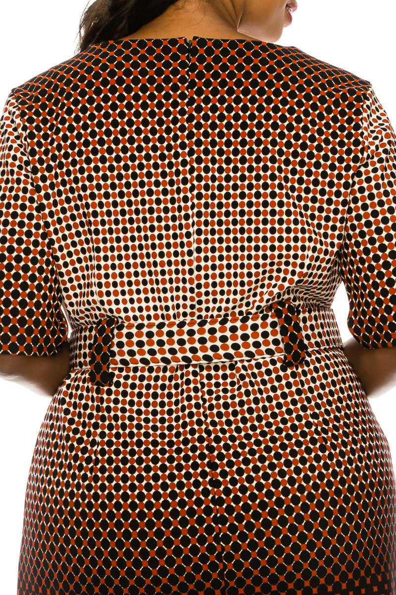 ILE Clothing Black Rust Ombre Belted Sheath Day Dress