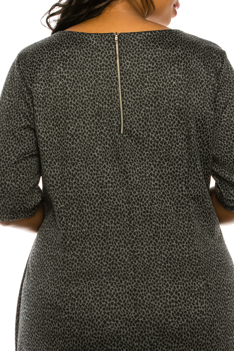 ILE Clothing Inc Half Sleeve Grey and Black Sheath Dress