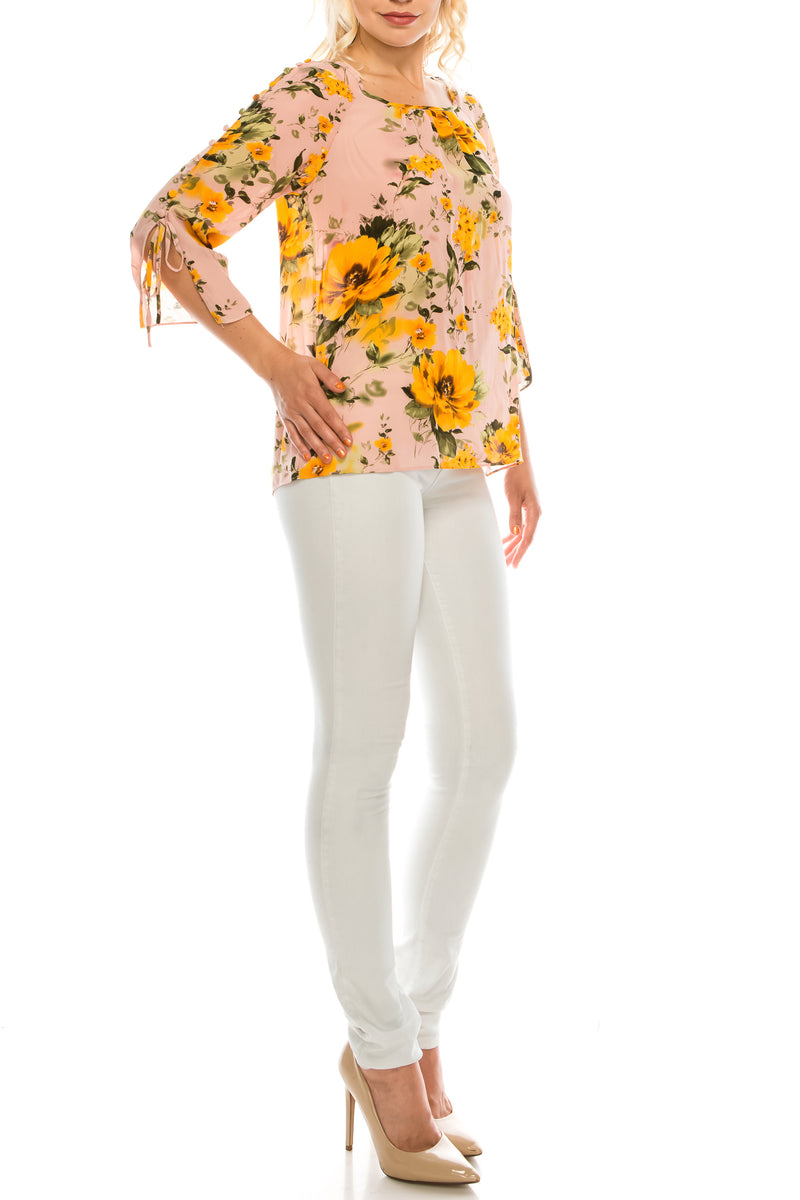 Jessica Rose Button-Loop Trimmed Sleeve Blouse (Additional Colors)