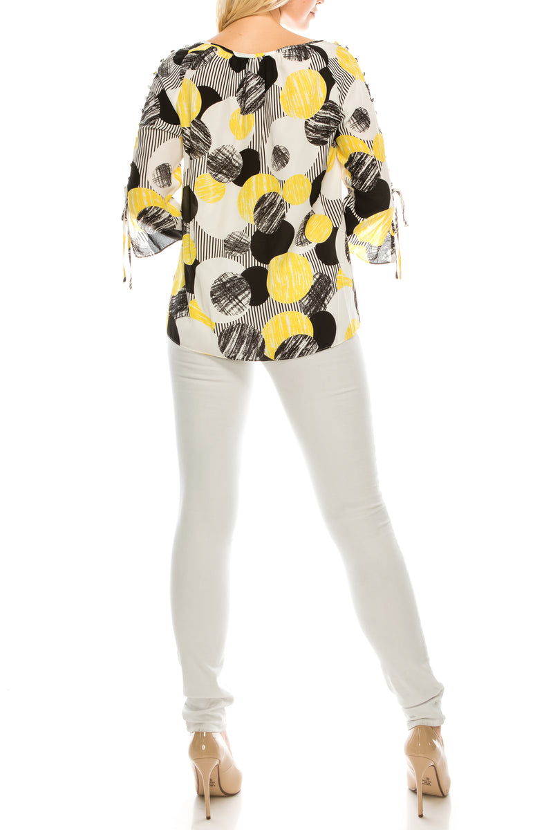 Jessica Rose Button-Loop Trimmed Sleeve Blouse (Additional Colors)