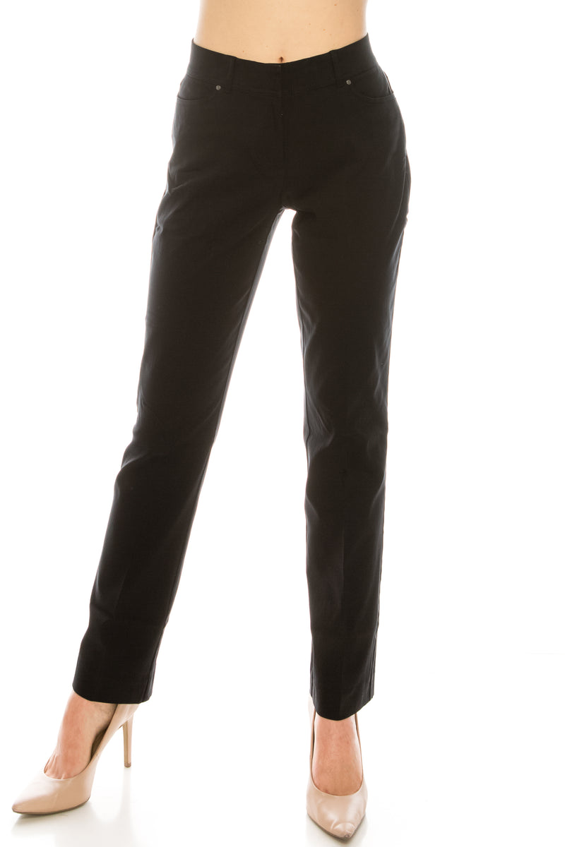 London Times Black 5 Pocket Mid Rise Ankle Columinst Pants