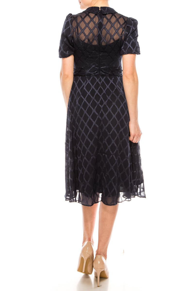 Maggy London Navy Fit & Flare Midi Dress