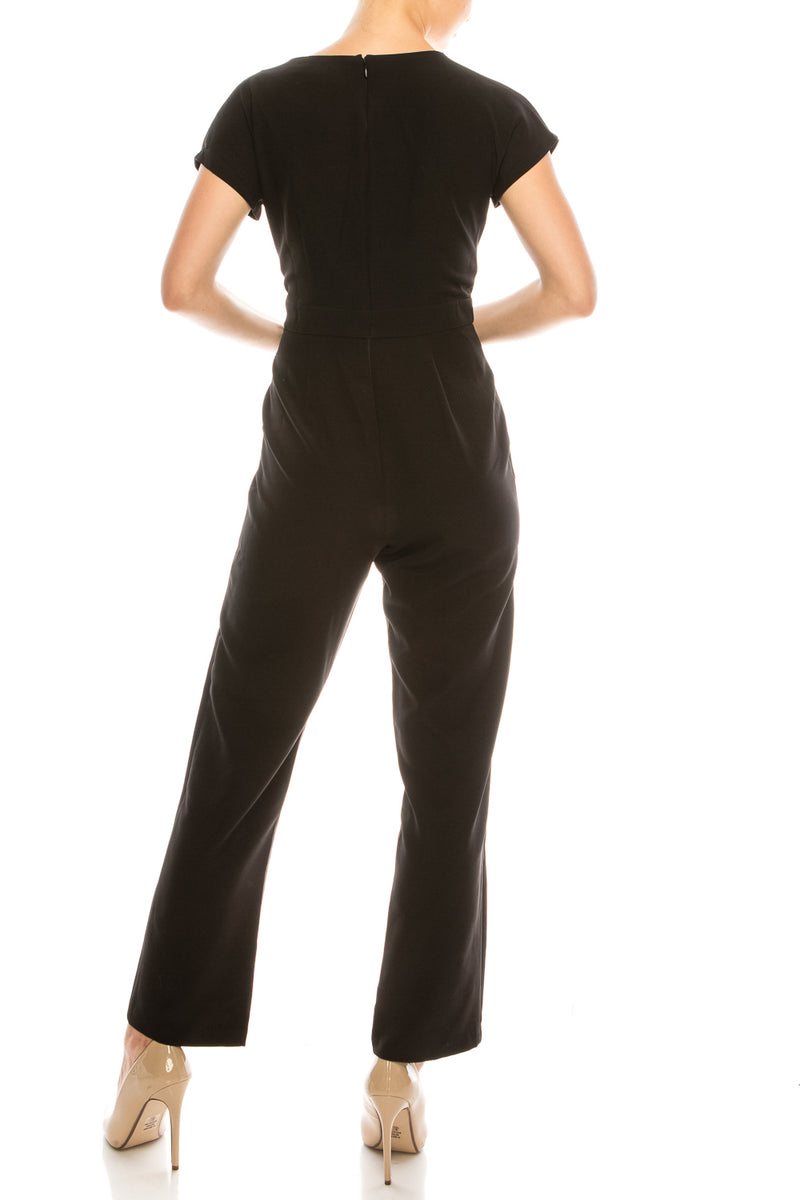 Maggy London Jumpsuit with Scalloped V Neckline