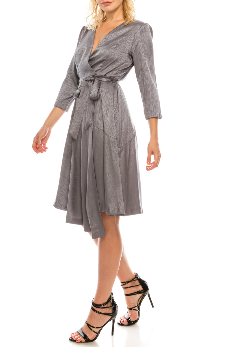 Maison Tara Twill Faux Wrap Dress