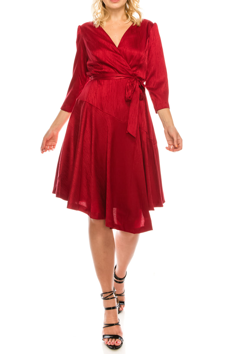 Maison Tara Twill Faux Wrap Dress