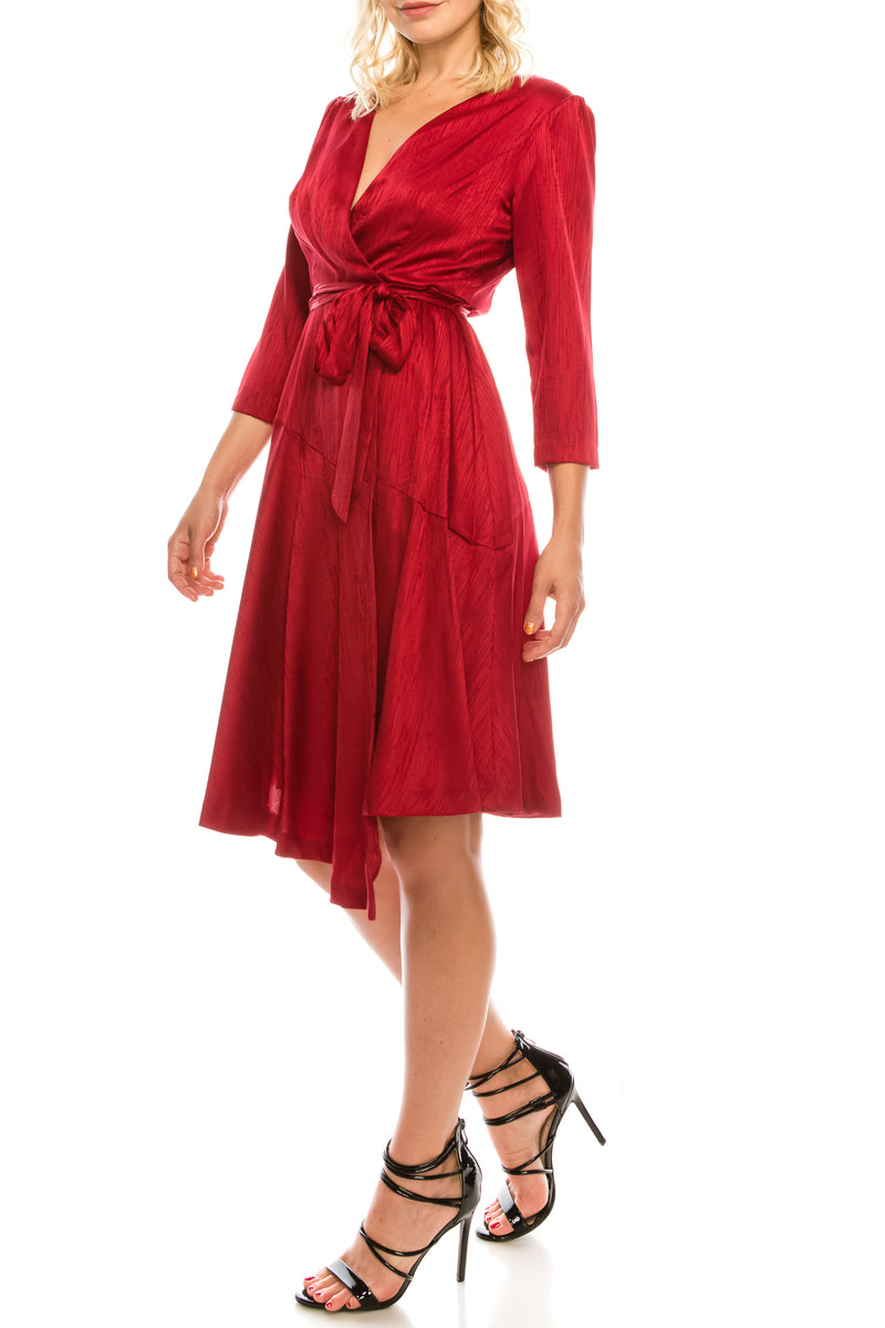 Maison Tara Twill Faux Wrap Dress