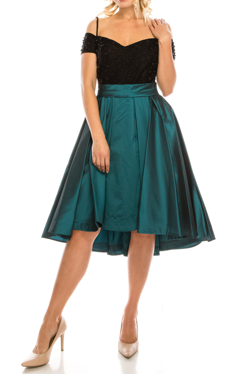 Odrella Teal Embellished Lace & Taffeta Party Dress (Additional Colors)