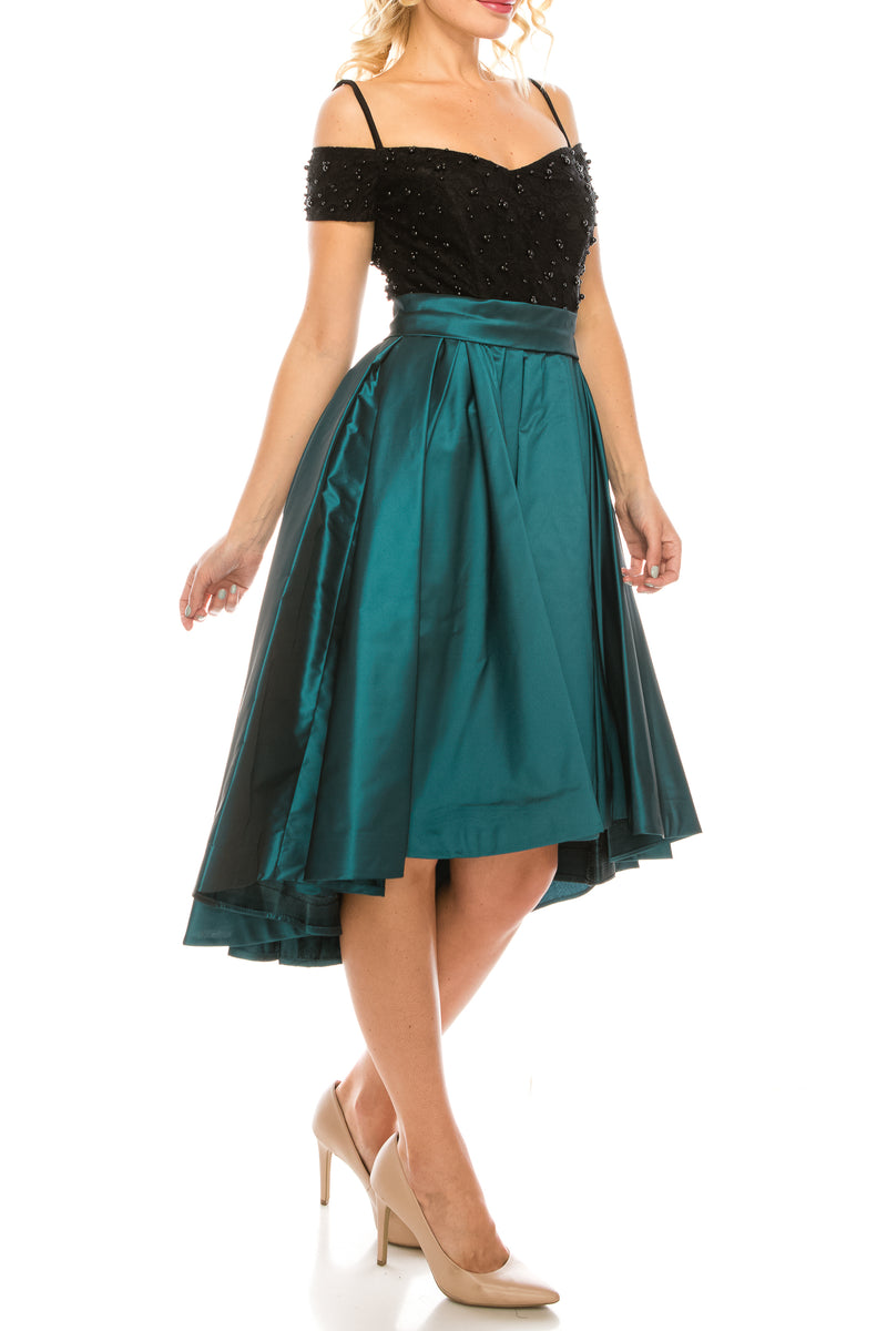Odrella Teal Embellished Lace & Taffeta Party Dress (Additional Colors)