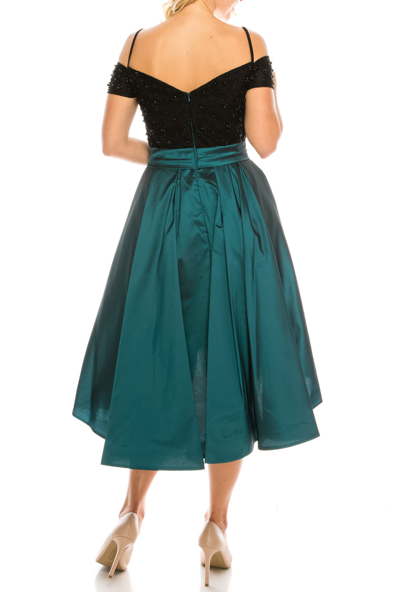 Odrella Teal Embellished Lace & Taffeta Party Dress (Additional Colors)