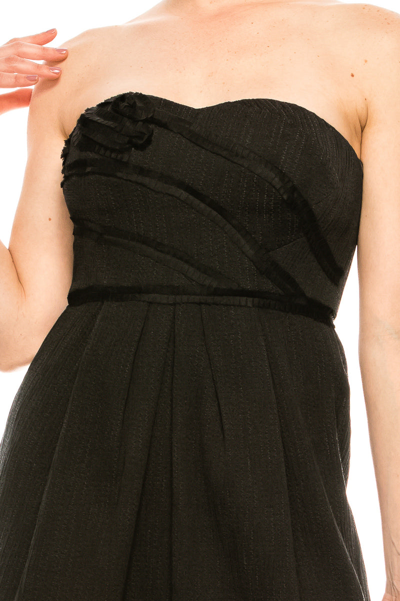 Suzi Chin by Maggy Boutique Strapless Sweetheart Bodice Black Dress