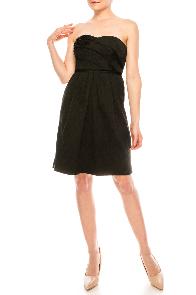 Suzi Chin by Maggy Boutique Strapless Sweetheart Bodice Black Dress