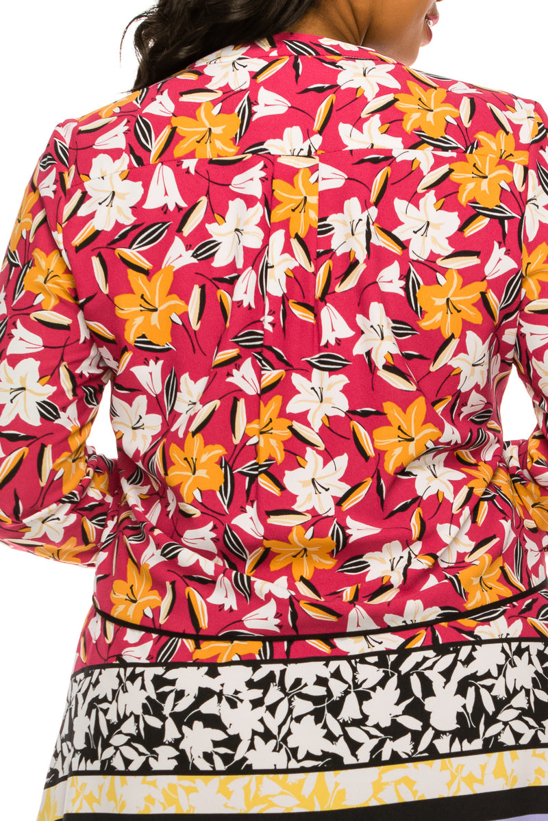 J Taylor Mixed Floral Print Long Sleeve Tunic Dress