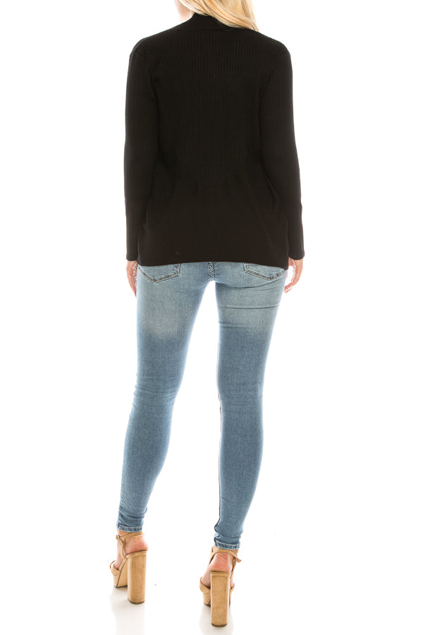Vila Milano Foldover Collar Ribbed Cardigan (Additional Colors)
