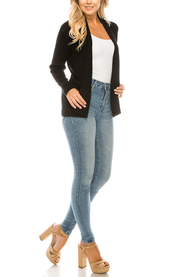 Vila Milano Foldover Collar Ribbed Cardigan (Additional Colors)
