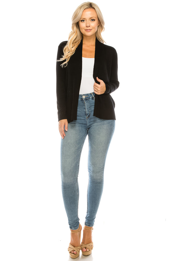 Vila Milano Foldover Collar Ribbed Cardigan (Additional Colors)