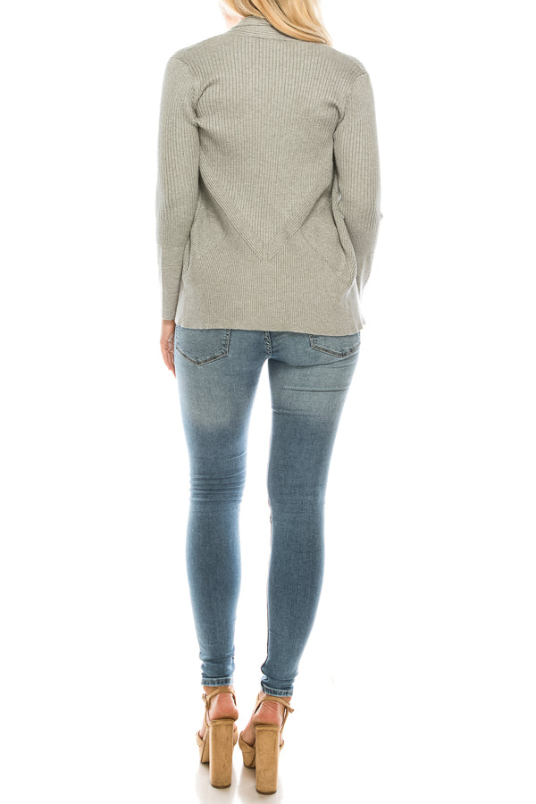 Vila Milano Foldover Collar Ribbed Cardigan (Additional Colors)