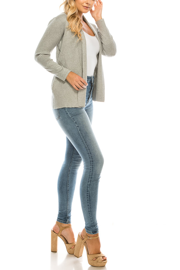 Vila Milano Foldover Collar Ribbed Cardigan (Additional Colors)