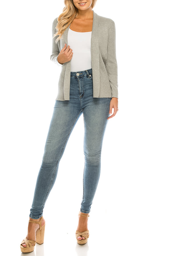 Vila Milano Foldover Collar Ribbed Cardigan (Additional Colors)
