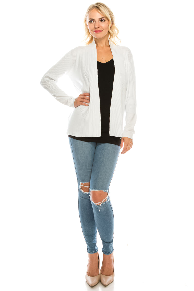 Vila Milano Foldover Collar Ribbed Cardigan (Additional Colors)