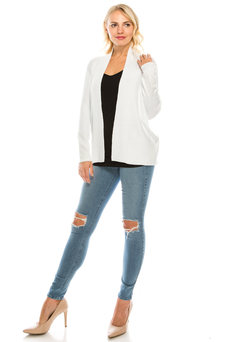 Vila Milano Foldover Collar Ribbed Cardigan (Additional Colors)