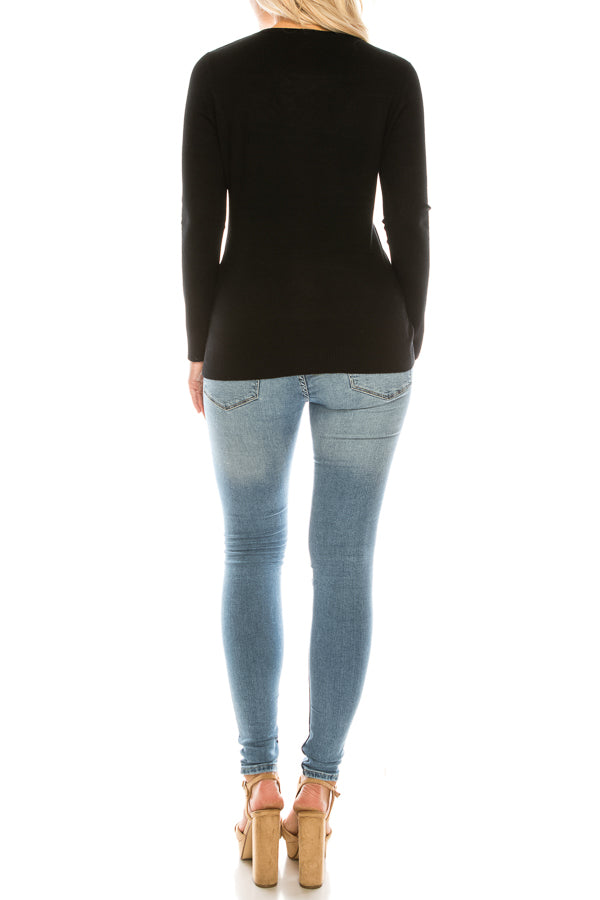 Vila Milano Wool Blend Embellished Neckline Sweater (Additional Colors)