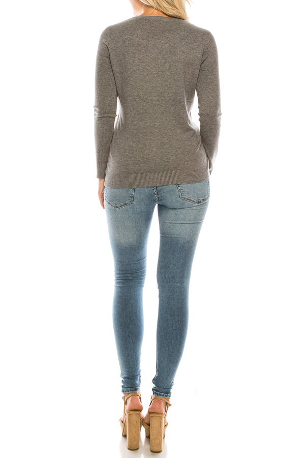 Vila Milano Wool Blend Embellished Neckline Sweater (Additional Colors)