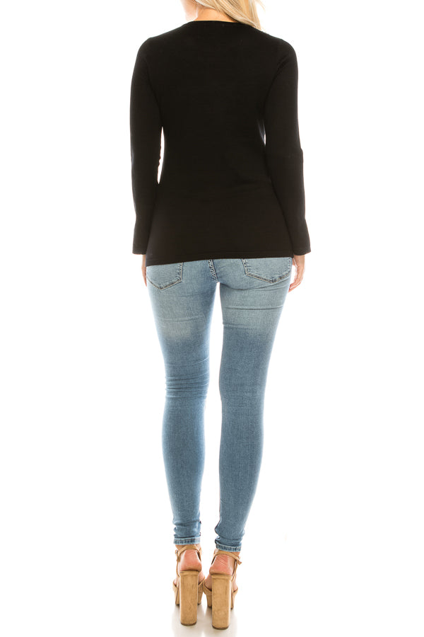 Vila Milano Cotton Blend Sweater with Studded Neckline (Additional Colors)