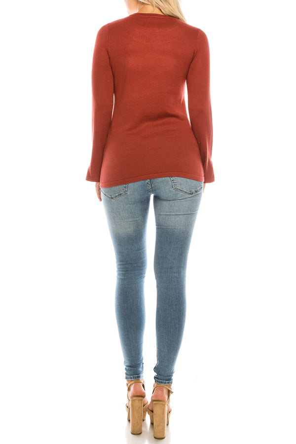 Vila Milano Cotton Blend Sweater with Studded Neckline (Additional Colors)