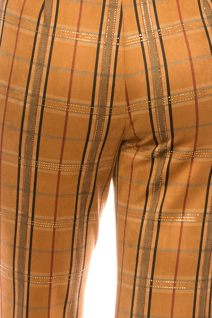 Zac & Rachel Tobacoo Holly Berry Plaid Slim Angle Legging Pant