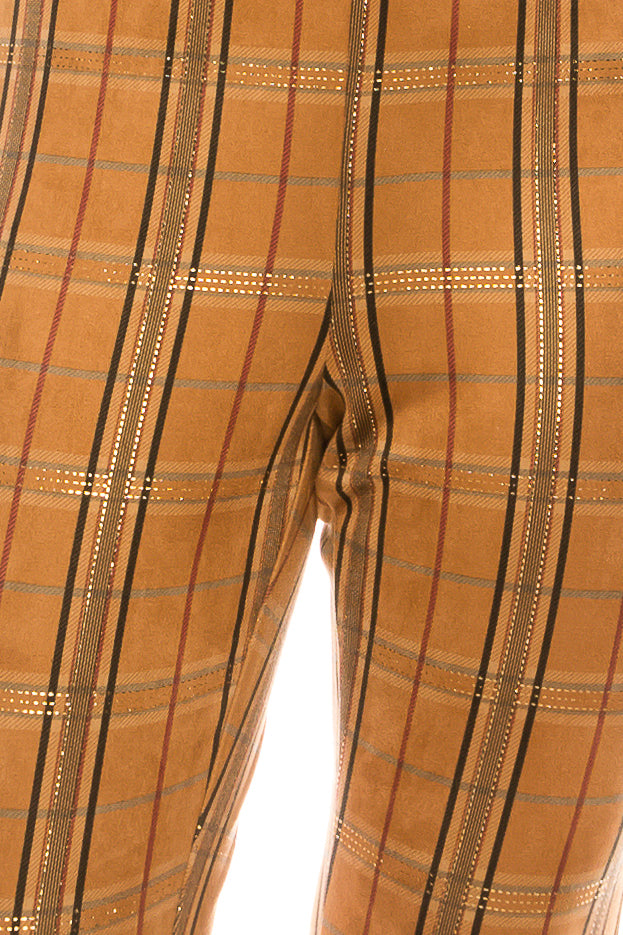 Zac & Rachel Tobacoo Holly Berry Plaid Slim Angle Legging Pant