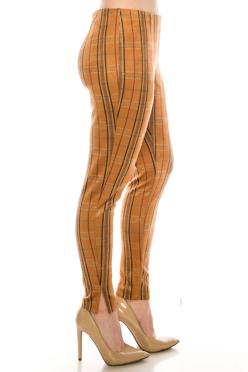 Zac & Rachel Tobacoo Holly Berry Plaid Slim Angle Legging Pant