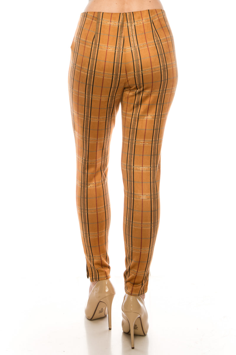 Zac & Rachel Tobacoo Holly Berry Plaid Slim Angle Legging Pant