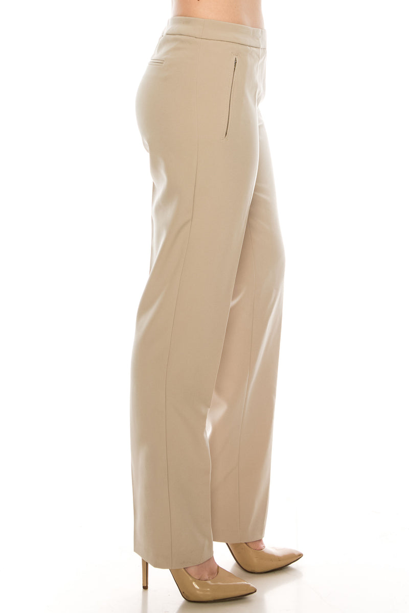 Zac & Rachel Vintage Nude Twill Slim Pants with Faux Zipper Pockets
