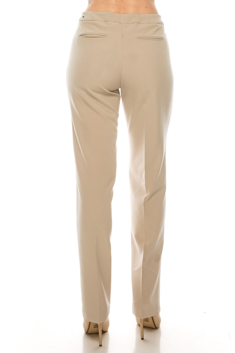 Zac & Rachel Vintage Nude Twill Slim Pants with Faux Zipper Pockets