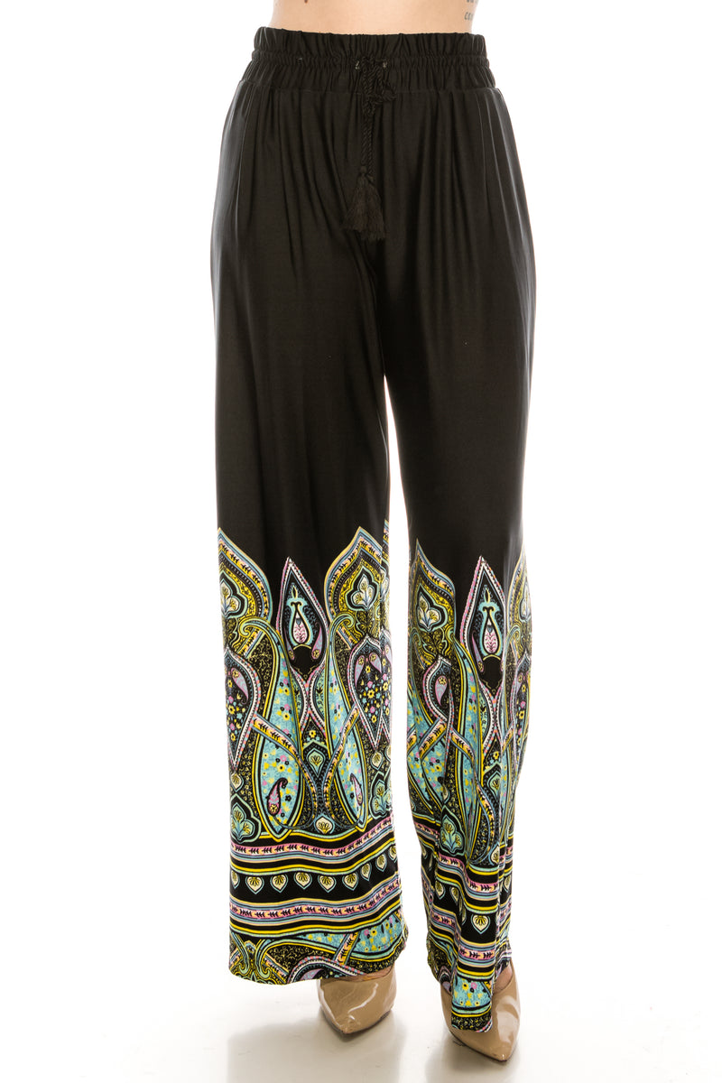 Zac & Rachel Black with Multi Print Jersey Palazzo Pant